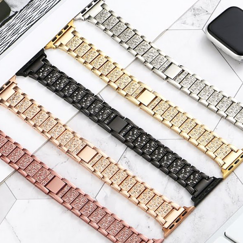 Luxury Watch Band For Apple Watch 8 7 41 45mm 6 5 4 Women Gold Stainless  Steel Bracelet For Iwatch Ultra 44 40 42 38 49mm Strap - Watchbands -  AliExpress